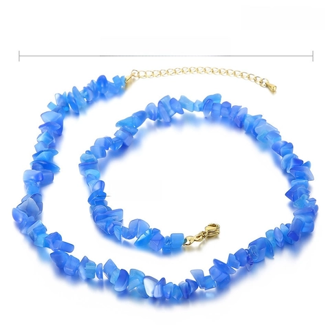 Irregular Chip Stone Necklace For Women Bohemian Colorful Crystal Beaded Adjustable Jewelry Handmade Style