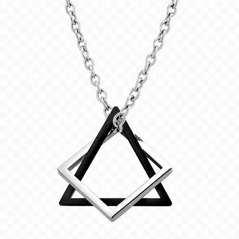 Collana Con Pendente Geometrico Quadrato Triangolo Intrecciato Acciaio Inossidabile Titanio Gioielli Hip Hop