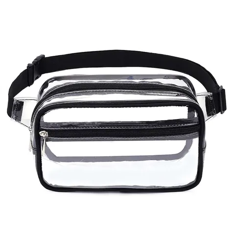 Transparent PVC Waist Bag Waterproof Dual Zipper Clear Fanny Pack Stadium Approved Adjustable Strap Outdoor Sports For Men Women