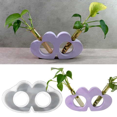 Silicone Mold Heart Shaped Hydroponic Test Tube Vase Base DIY Resin Casting Plaster Craft Decorative Flower Display