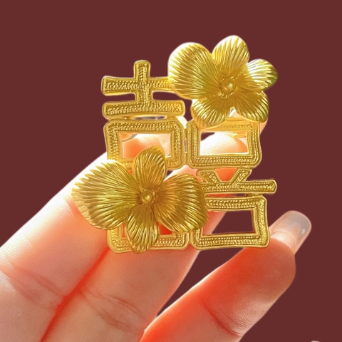 Spilla In Lega Oro Opaco Carattere Doppia Felicità Xi Stile Cinese Vintage Spilla A Fiori Per Regalo Di Nozze Da Donna