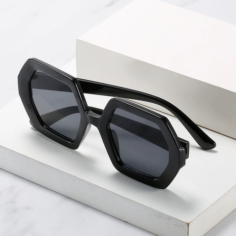 Hexagonale Oversized Zonnebril Voor Dames Mode Retro Geometrische PC Frame AC Lens UV400 Bescherming Brillen