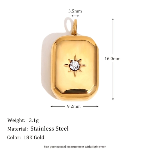 Vintage Geometric Pendants 18K Gold Plated Stainless Steel Zircon Inlaid DIY Jewelry Accessories For Women Rose Butterfly