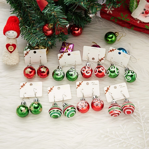 Pendientes De Gota De Bola De Navidad Resina Bombilla Festiva Con Poste De Hierro Patrón De Estrella De Nieve Para Fiesta