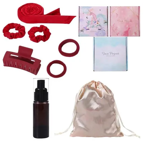 Set Bigodini Senza Calore In Velluto Con Elastici Molletta Per Capelli Flacone Spray Borsa Per Dormire Styling Fai Da Te