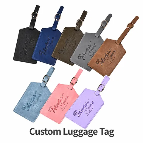 PU Leather Luggage Tag Travel Suitcase ID Label With Adjustable Buckle Strap Privacy Information Card For Trip