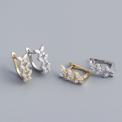 Schmetterling Huggie Hoop Ohrringe 925 Sterling Silber Zirkon Eingelegt Französischer Stil Luxus Schmuck Damen