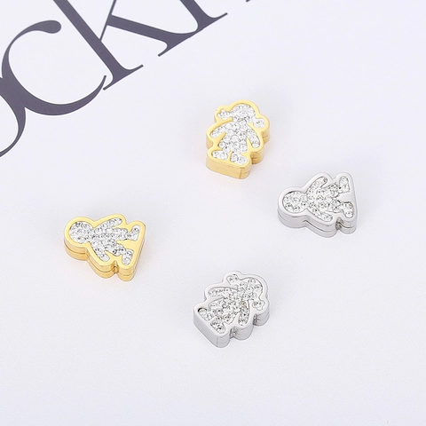 Colgantes Forma Niño Niña Acero Inoxidable Diamante De Imitación DIY Fabricación De Joyas Accesorios Brillante Para Collar Pendiente