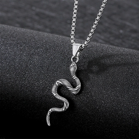 Collar Con Colgante De Serpiente Acero Inoxidable Retro Vintage Joyería De Animales Cadena De Caja Estilo Punk Para Hombre