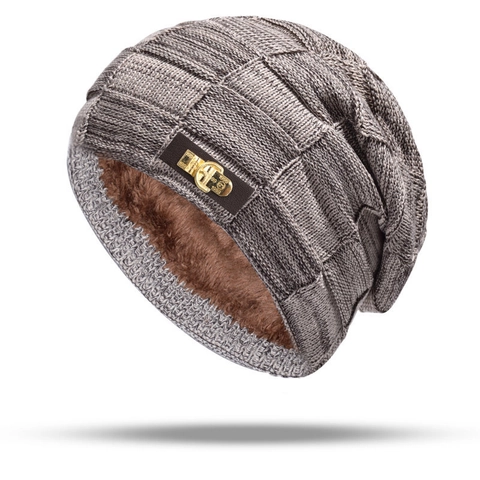 Gorro De Punto Y Calentador De Cuello Con Forro Polar Grueso Cálido Resistente Al Viento Patrón Cuadrícula Exterior Hombre Mujer