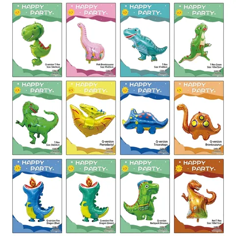 Lindos Globos De Papel De Aluminio Con Dinosaurios De Dibujos Animados Decoración De Fiesta Inflable T-Rex Triceratops Dragón Cumpleaños Niños Celebración