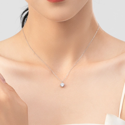925 Sterling Silver Zirconia Pendant Necklace For Women Minimalist Round Single Diamond Clavicle Chain Elegant Jewelry Gift