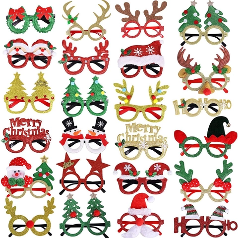 Montature Per Occhiali Di Natale Glitter Plastica Decorazione Festa Costume Accessori Foto Regalo Novità