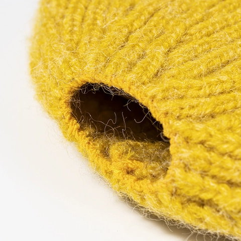Women Ponytail Beanie Hat Knit Acrylic Faux Rabbit Fur Warm Thick Ribbed Hole Winter Headwear Outdoor Minimalist