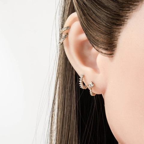 Boucles D'oreilles Créoles Vintage Avec Micro Zircon Cuivre Plaqué Or Bijoux De Piercing Cartilage Pour Femmes