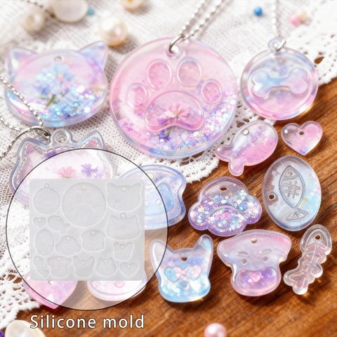 Moule En Silicone Pour Bricolage Résine Époxy Étiquette De Chien Pendentif Bijoux Formes Patte Os Cœur