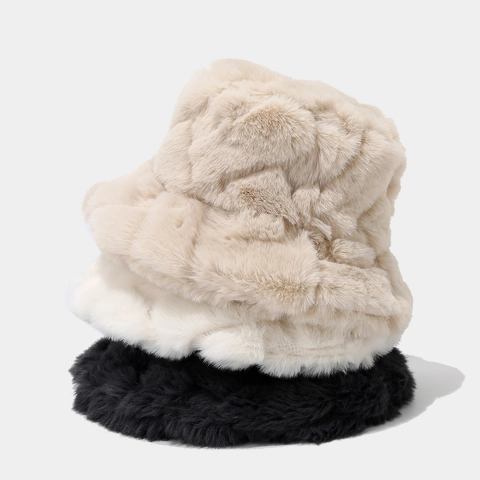 Sombrero De Pescador De Piel Sintética Para Mujer Peluche Grueso Cálido Invierno Color Sólido Suave Cortavientos Chic Exterior