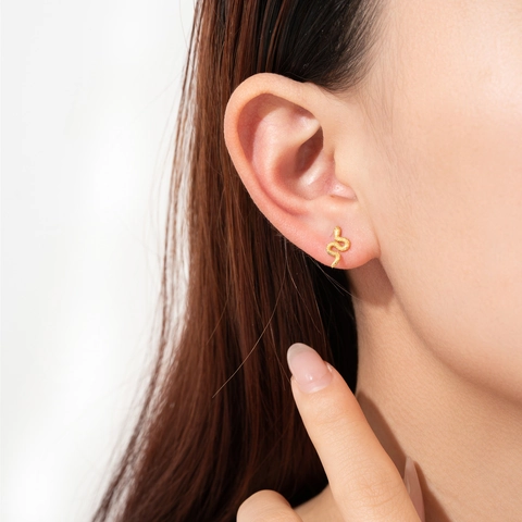 925 Sterling Silver Snake Stud Earrings For Women Cool High End Gold Silver Plated Animal Shape Versatile Ear Jewelry Accessories