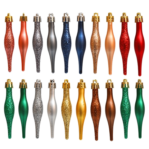 Ornamenti Appesi Albero Natale Plastica Forma Ghiacciolo Goccia Glitter Opaco Galvanizzato Decorazione Festa