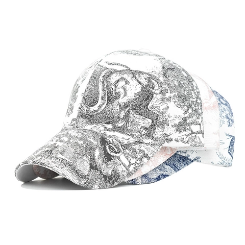 Berretto Da Baseball Con Stampa Toile De Jouy Vintage Cotone Tela Regolabile Retro Floreale Motivo Animale Sole Unisex