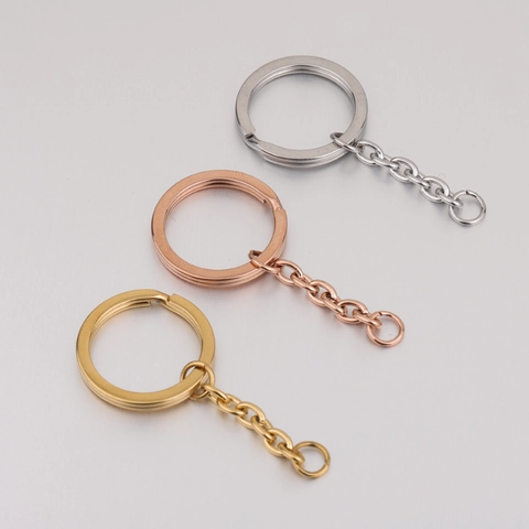 Anillas Para Llaveros De Acero Inoxidable Con Cadena De Extensión Anillo Dividido Plano Pulido Espejo Accesorios Para Joyería