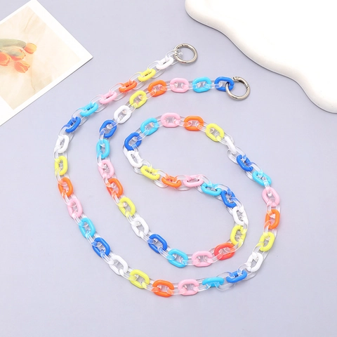 Korean Style Candy Color Acrylic Heart Phone Chain Crossbody Lanyard For Women Fashion Phone Case Decoration Accessory