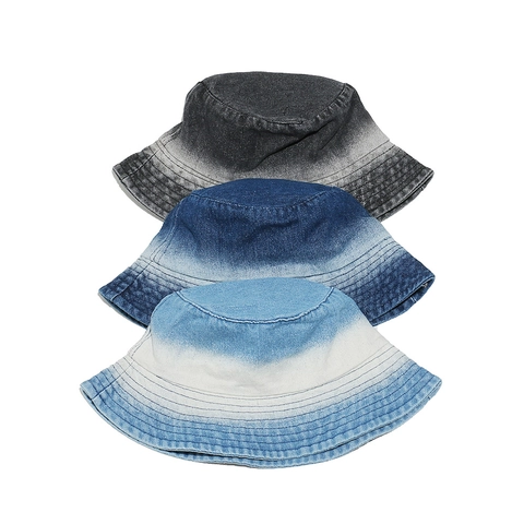Sombrero De Pescador De Mezclilla De Algodón Lavado Color Degradado Protección Solar Retro Casual Para Mujer
