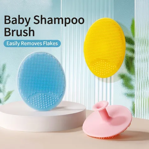 Baby Silicone Shampoo Brush Scalp Massager Soft Bristles Cradle Cap Scrubber Manual Bath Cleaning Tool Infant Toddler