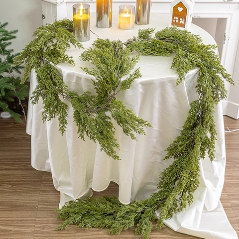 Artificial Cypress Garland Realistic Christmas Greenery For Table Mantle Staircase Festive Decor Hanging Vine