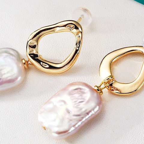 Baroque Freshwater Pearl Dangle Earrings With 925 Sterling Silver Earring Post Gold Filled Vintage Jewelry For Women
