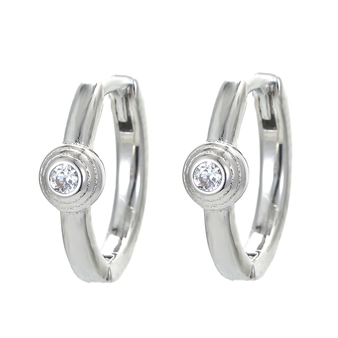 Orecchini a Cerchio in Rame Placcato Oro 18K con Zirconia per Donna Orecchini a Bottone Geometrici con Pietra Singola Gioielli