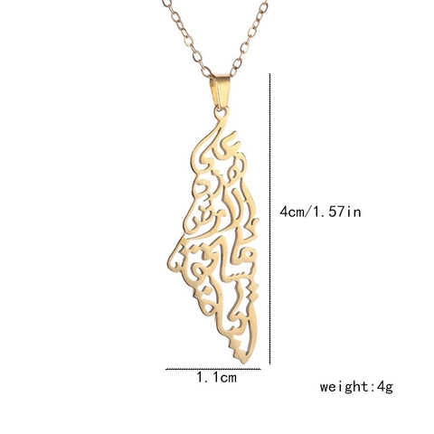 Collana Ciondolo Mappa Palestina Acciaio Inossidabile Vuoto Calligrafia Araba Gioielli Moda Culturali Donne Uomini