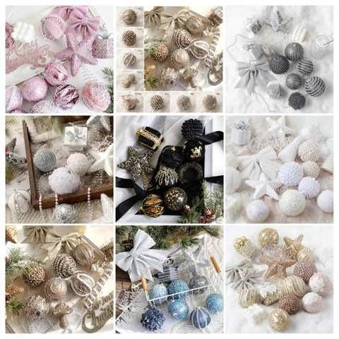 Christmas Ball Ornaments Glitter Star Tree Topper Gift Box Pendants Xmas Tree Decorations Sparkling Holiday Party Decor