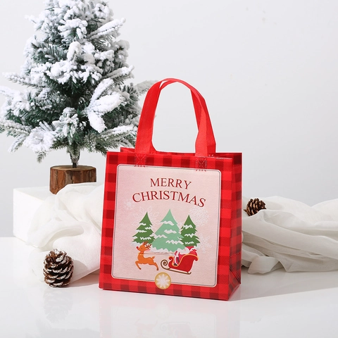 Kerstcadeauzakjes Non-Woven Stof Draagtas Vrolijk Kerstfeest Feestelijk Herbruikbaar Opvouwbaar Waterdicht Handvat Vakantiefeestverpakking