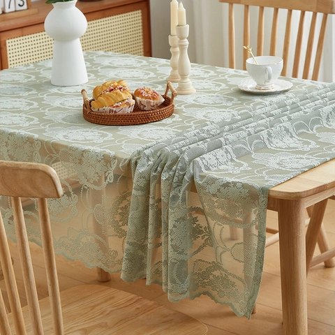 Tovaglia In Pizzo Vintage Francese Ricamo Floreale Farfalla Poliestere Rettangolare Copertura Antipolvere Arredo Tavola Pranzo