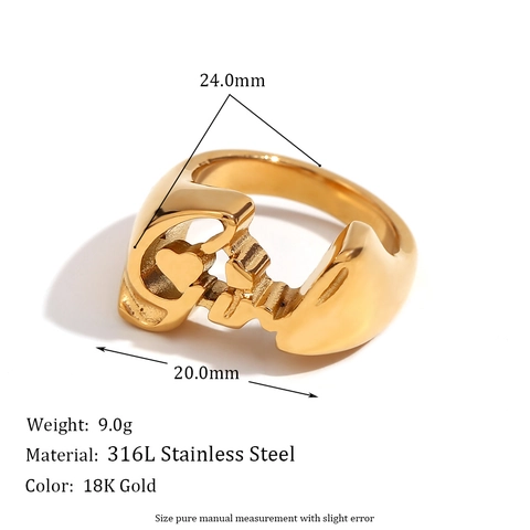 Anello Hip Hop Acciaio Inossidabile Placcato Oro 18K Cuore Fly Girl Lettera Svuotato per Donna Gioielli Moda Regalo