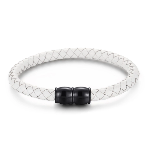 Herren Geflochtenes Lederarmband Edelstahl Magnetverschluss Retro Gewebtes Armband Modeschmuck