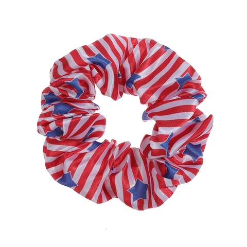 American Flag Scrunchies Satin Hair Ties Elastic Stars And Stripes Hair Bands Red White Blue Independence Day Party