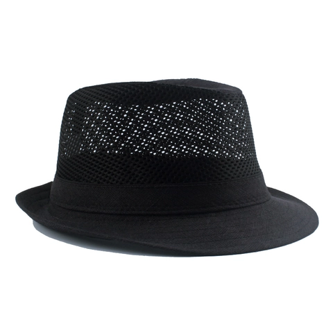 Men Mesh Fedora Hat Breathable Summer Sun Shade Hollow Out Beach Jazz Hat Fashion British Style