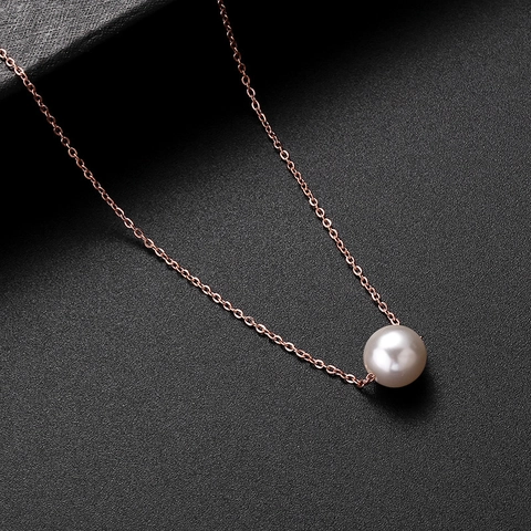 Titanium Staal Faux Kunstparel Hanger Ketting Elegante Minimalistische Sleutelbeenketting Sieraden Voor Vrouwen Klassiek