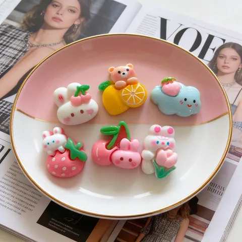 Accessoires En Résine À Dos Plat Lapin Cerise Pour Pinces À Cheveux Décoration De Coque De Téléphone Kawaii Bricolage