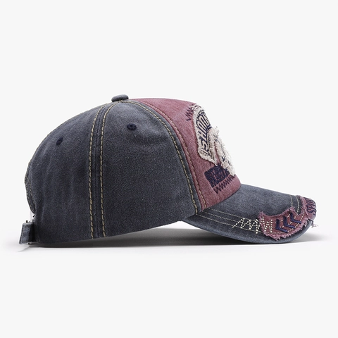 Casquette De Baseball En Coton Lavé Vintage Avec Broderie Requin Et Effet Vieilli Rétro Streetwear Chapeau Soleil Réglable