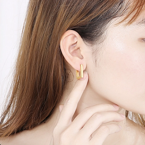 Minimalist Rectangular Hoop Earrings Stainless Steel Geometric Fashion Jewelry For Women Modern Daily Commuting Accessories