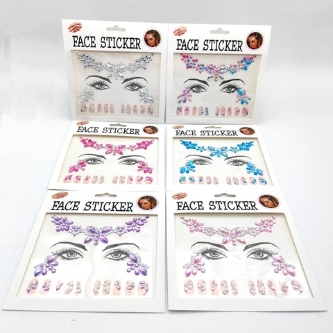 Gesichtsschmuck Und Nagelsticker Acryl Strass Glitzernd Selbstklebend Für Rave Musikfestival Party Make-Up