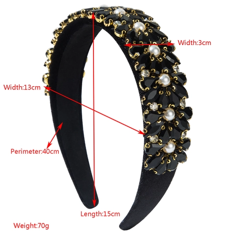 Baroque Vintage Padded Headband For Women Glass Rhinestone Artificial Pearl Handcrafted Palace Style Hair Accessory Party Ball
