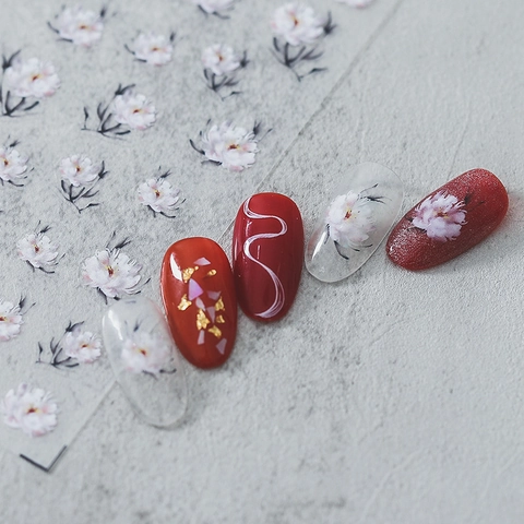 Autocollants De Nail Art Auto-Adhésifs Ultra Minces Décalcomanies Florales De Pivoine Style Chinois Vintage Décorations DIY