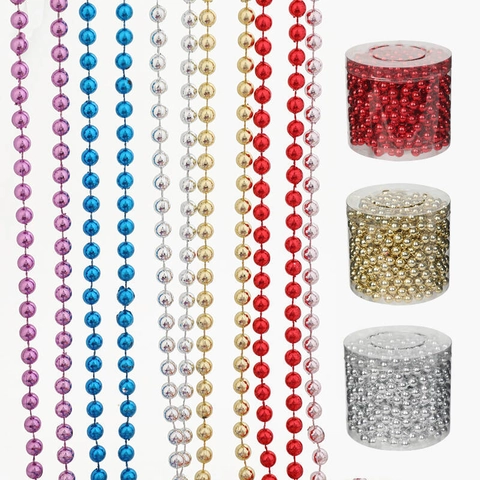 Christmas Tree Bead Chain Garland Decoration Plastic Electroplated Shiny Festive Ornament Indoor Home Party Scene Decor