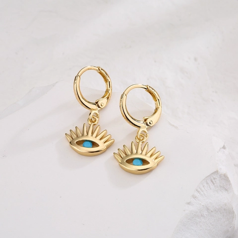 Evil Eye Stecker Ohrringe Kupfer Vergoldet Zirkon Emaille Nischen Design Eleganter Schmuck Accessoire Für Damen