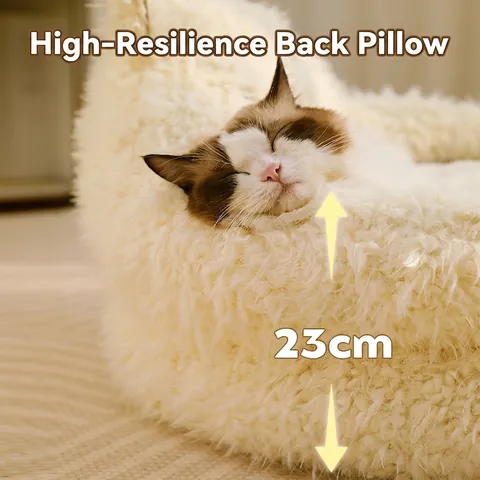 Alpaca Shaped Cat Bed Long Plush Soft Warm Pet Sofa For Small Dogs Anti-Slip Bottom Washable Animal Design Comfort Indoor
