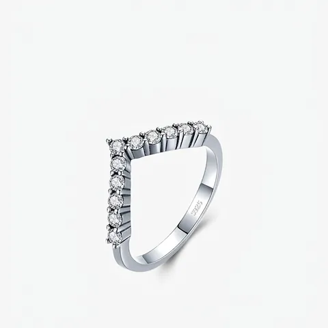 Elegante Anello A V In Argento Sterling 925 Con Zirconia Cubica Scintillante Anello Impilabile Minimalista Per Donna